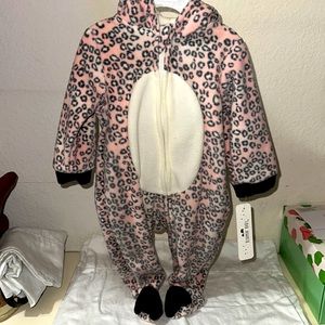 Girls leopard footies with hoodie